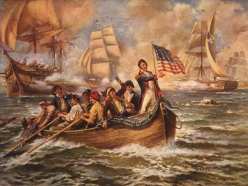 海戦 Painting - エリー湖の戦い ペリーの移動 モラン